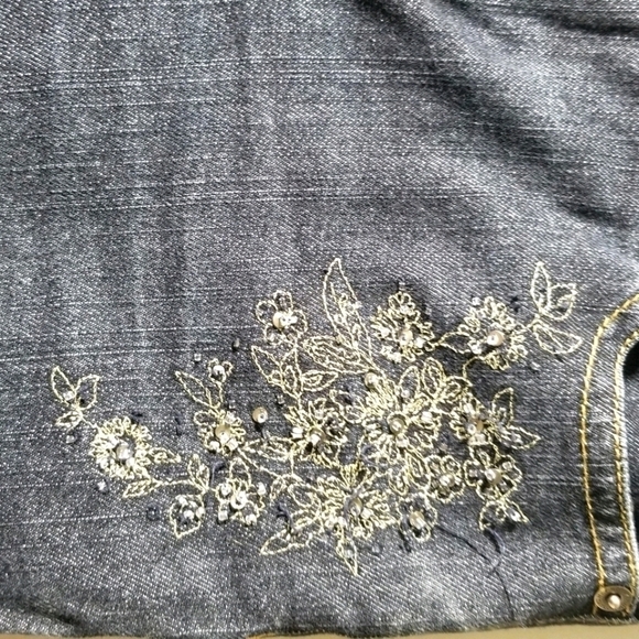 Ann Taylor Petite Embroidered Boot Cut Jeans - Picture 3 of 5